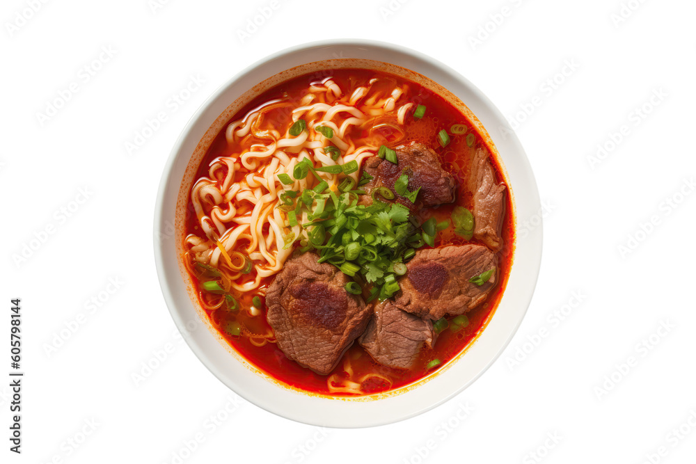 Bun Bo Hue Spicy Beef Noodle Soup From Hue, Vietnamese Cuisine . Isolated On Transparent Background, Png. Generative AI Bun Bo Hue Spicy Beef Noodle Soup From Hue, Vietnamese Cuisine . Isolated On Transparent Background, Png. Generative AI