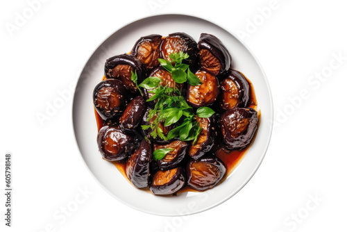 Tim Kho To Caramelized Eggplant, Vietnamese Cuisine. Isolated On Transparent Background, Png. Generative AI