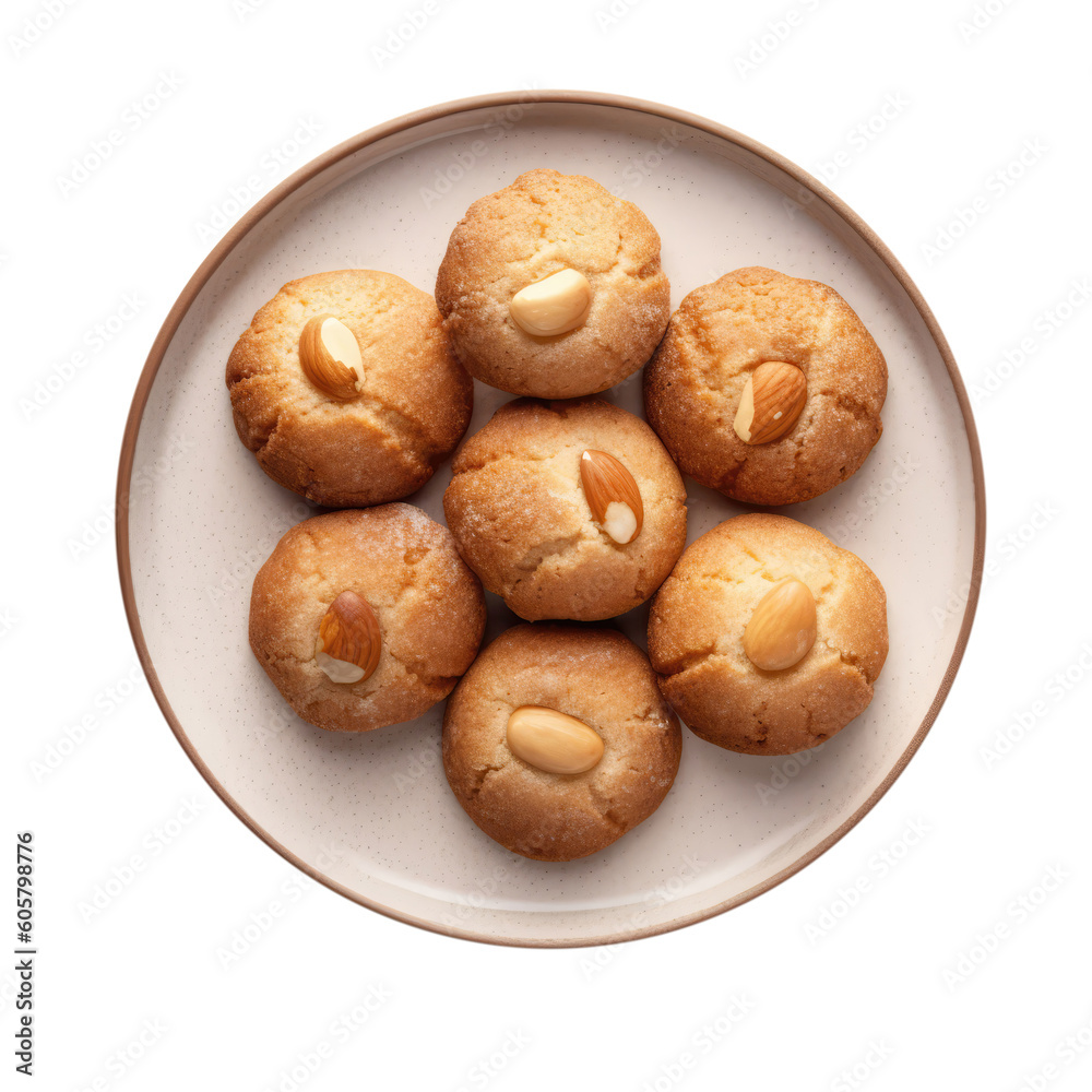 Moroccan Almond Cookies, Moroccan Cuisine. Isolated On Transparent Background, Png. Generative AI