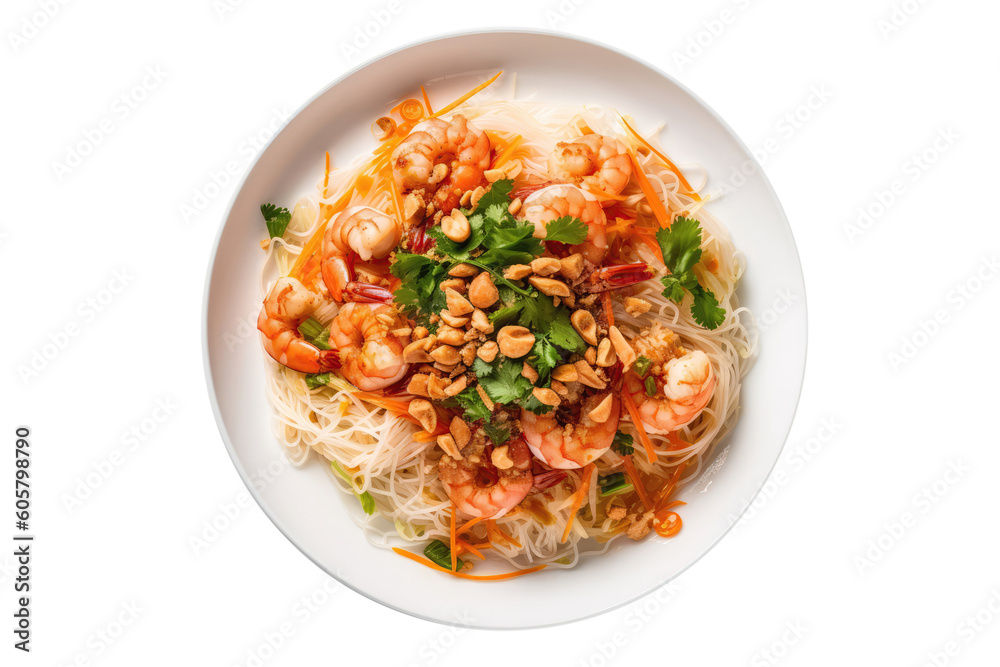 Nom Du Du Green Papaysalad With Shrimp And Pork, Vietnamese Cuisine . Isolated On Transparent Background, Png. Generative AI Nom Du Du Green Papaysalad With Shrimp And Pork, Vietnamese Cuisine . Isolated On Transparent Background, Png. Generative AI