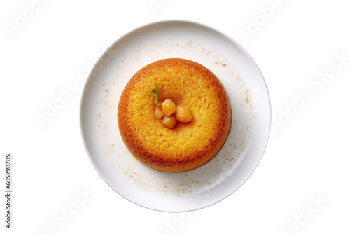 Moroccan Semolincake Meskouta, Moroccan Cuisine. Isolated On Transparent Background, Png. Generative AI photo