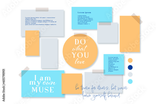 Vector photo collage template moodboard pictures grids vector illustration