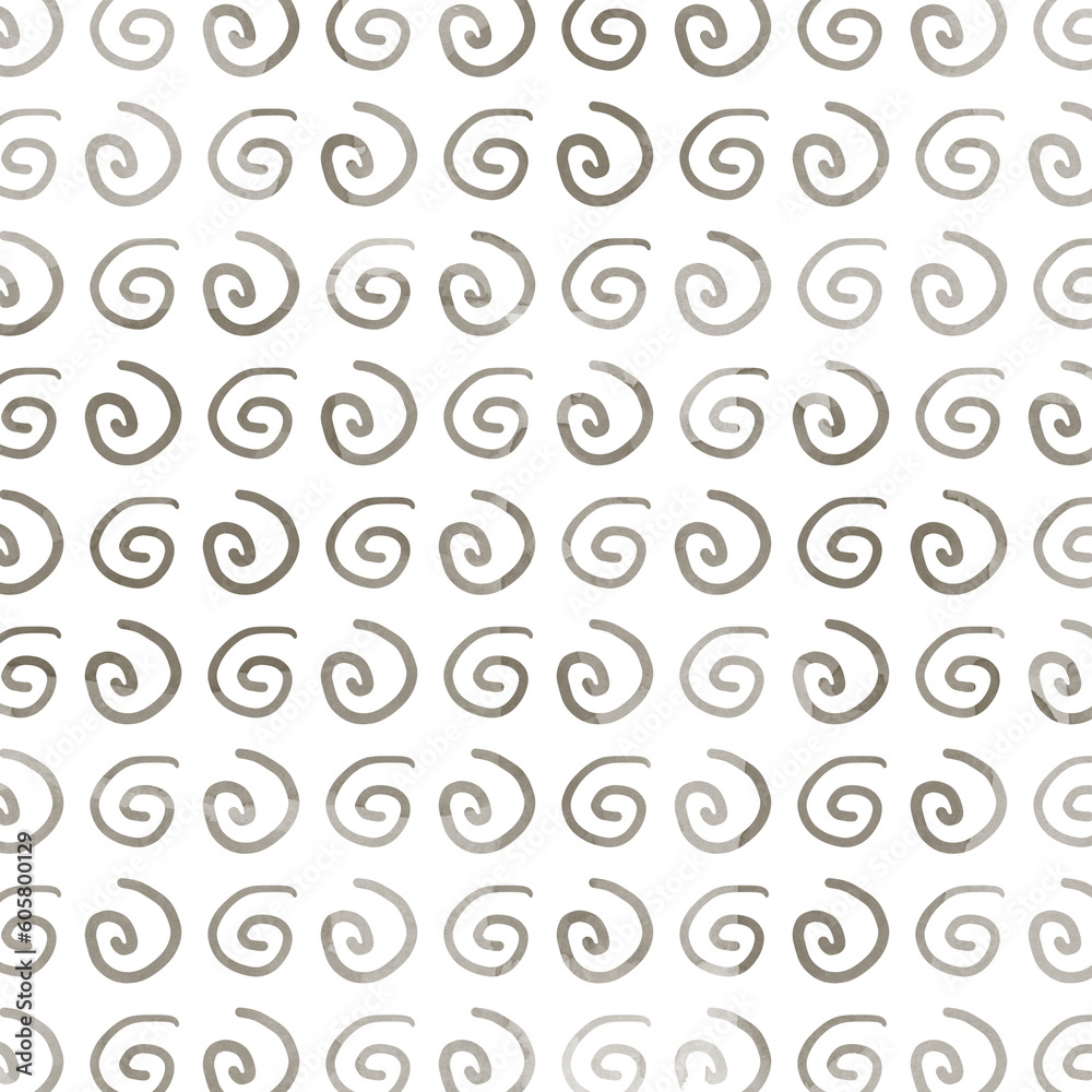 Swirl pattern draw lines sketch watercolor brown concept minimal seamless