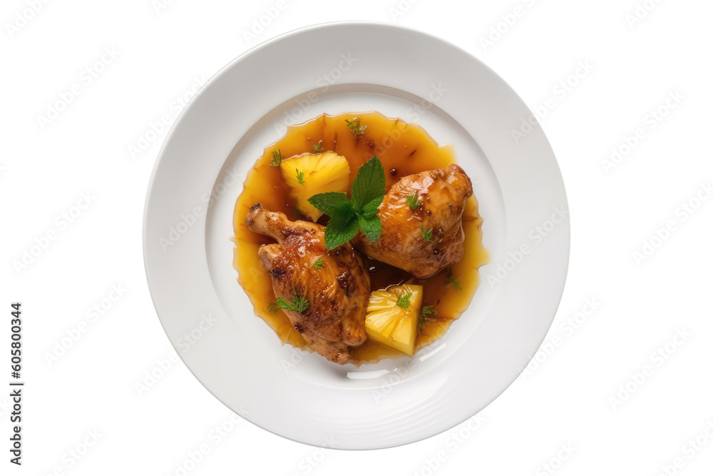 Pineapple Ginger Chicken Jamaican Cuisine . Isolated On Transparent Background, Png. Generative AI Pineapple Ginger Chicken Jamaican Cuisine . Isolated On Transparent Background, Png. Generative AI