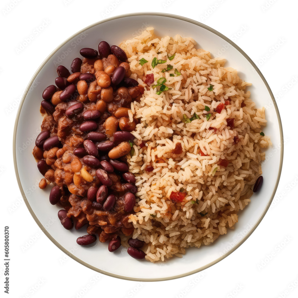 Rice And Peas Jamaican Cuisine. Isolated On Transparent Background, Png. Generative AI Rice And Peas Jamaican Cuisine. Isolated On Transparent Background, Png. Generative AI