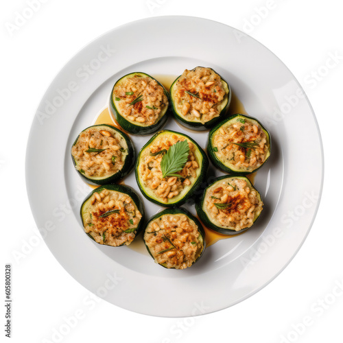 Mahshi Koosstuffed Zucchini Egyptian Cuisine. Isolated On Transparent Background, Png. Generative AI