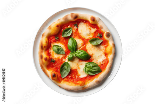 Pizzmargherititaly European Cuisine. Isolated On Transparent Background, Png. Generative AI