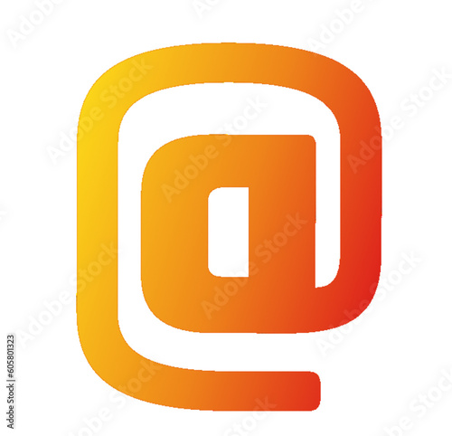 At - @ - font symbol - orange color - for website, email, presentation, advertisement, image, poster, placard, banner, postcard, ticket, logo, engraving, slide, tag - t-short, printable	