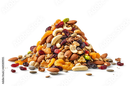 Sweet and salty trail mix piled