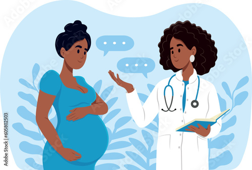 Artificial insemination. Doctor and pregnant woman. Pregnancy through artificial insemination.