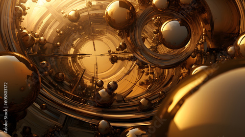 Gold universe abstract gears and cogs. Generated AI