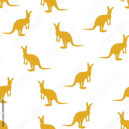 Vector flat illustration with silhouette kangaroo and baby kangaroo. Seamless pattern on white background. Design for card  poster  fabric  textile. Pray for Australia and animals
