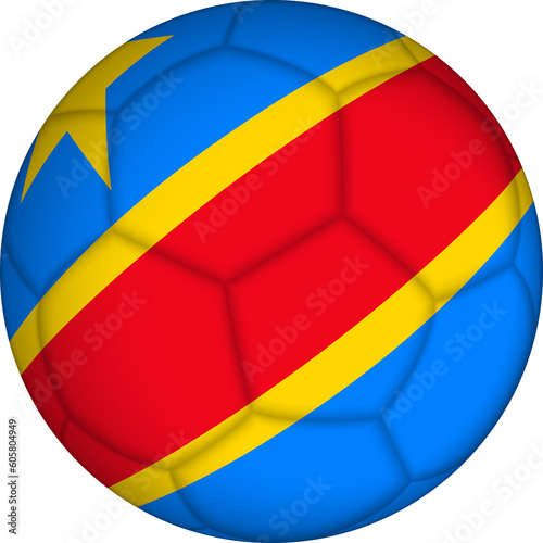 Football ball with DR Congo flag pattern.