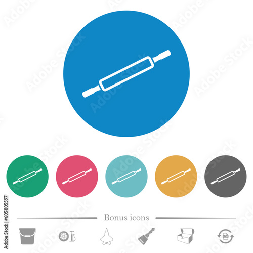 Rolling pin outline flat round icons