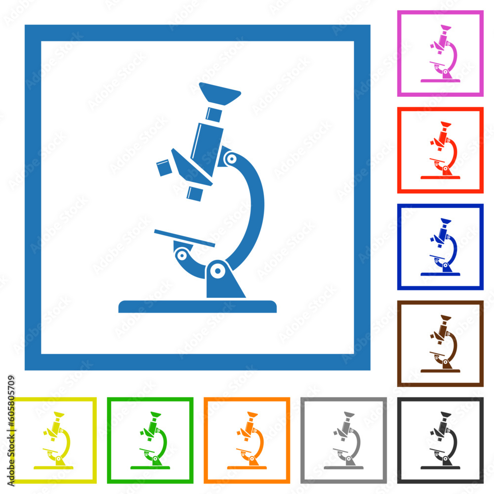 Microscope flat framed icons Microscope flat framed icons