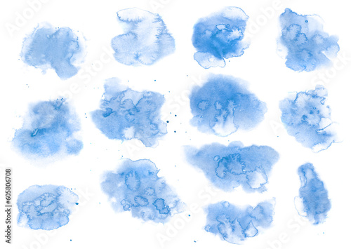 Clip-art of picturesque blue spots on white background