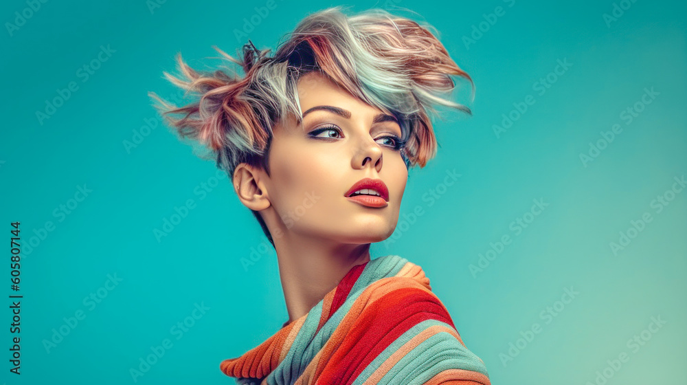 Young Woman at Hairdresser seeing her new Hairstyle for the first time after the Treatment Generative AI Illustration Digital Art Backdrop Journal Young Woman at Hairdresser seeing her new Hairstyle for the first time after the Treatment Generative AI Illustration Digital Art Backdrop Journal