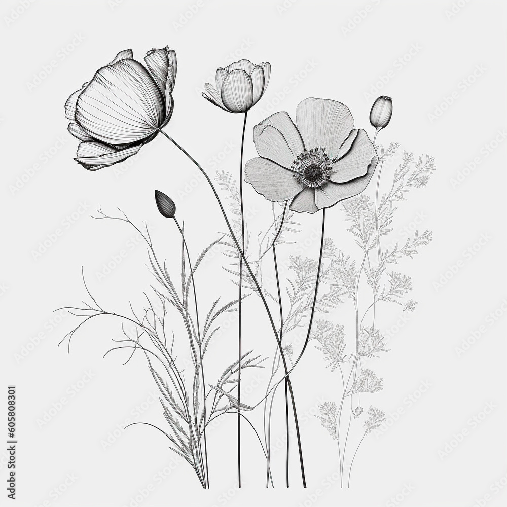 Naklejka premium background with flowers to paint, kids