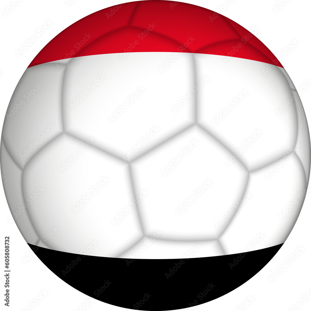 Fototapeta premium Football ball with Yemen flag pattern.