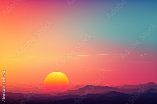 Sunset with a colorful hazy sky. Color gradient. Abstract nature background with sky texture. Generative AI