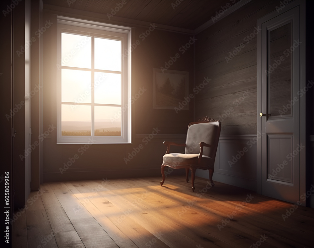 Fototapeta premium home interior background, loneliness, 3d render