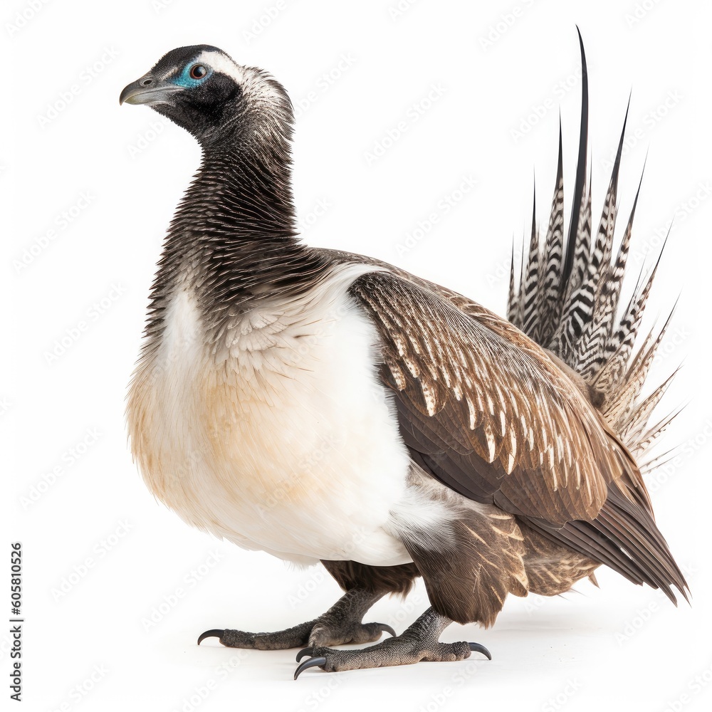 Greater Sage-Grouse bird isolated on white background. Generative AI Greater Sage-Grouse bird isolated on white background. Generative AI