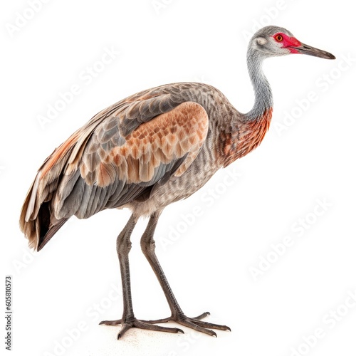 Sandhill Crane bird isolated on white background. Generative AI