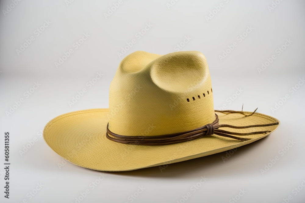 Isolated summer panama straw hat on white backdrop. Generative AI Isolated summer panama straw hat on white backdrop. Generative AI