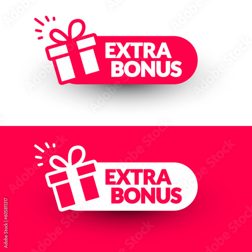 Rounded Label With Gift Icon And Text Extra Bonus