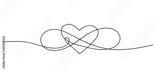 Infinity love icon. Continuous line art drawing Heart with Infinity symbol. Friendship and love concept. Best friend forever. Vector illustration