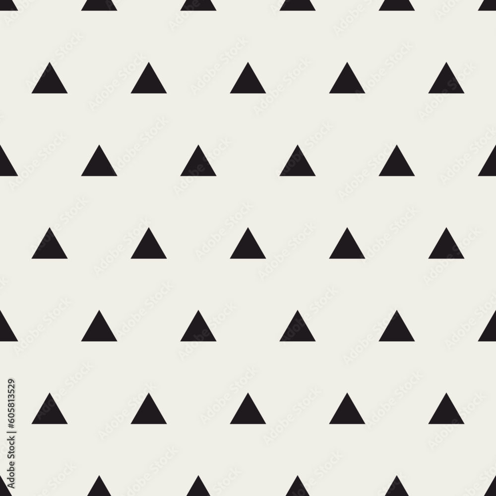 Geometric triangle seamless pattern. Repeating abstract shape for design prints. Simple repeated background. Minimal triangles arrow. Repeat contemporary art motive. Cute figure. Vector illustration Geometric triangle seamless pattern. Repeating abstract shape for design prints. Simple repeated background. Minimal triangles arrow. Repeat contemporary art motive. Cute figure. Vector illustration