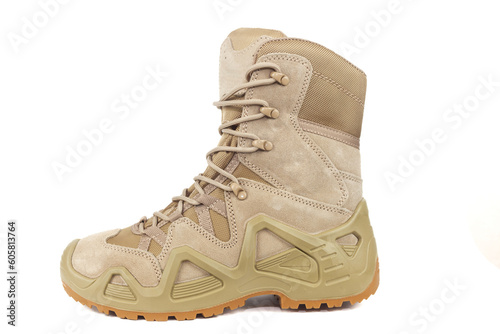 Army boots of the army isolated on white background.