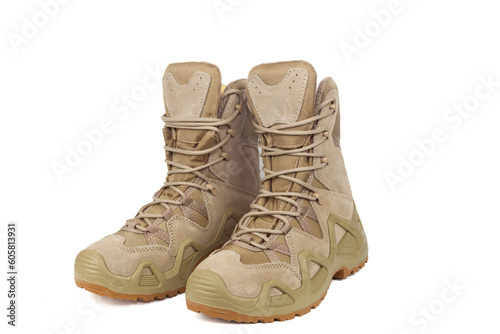 Army boots of the army isolated on white background.