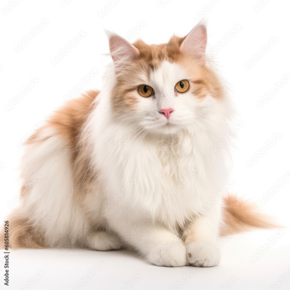 Ragamuffin cat cat isolated on white background. Generative AI Ragamuffin cat cat isolated on white background. Generative AI