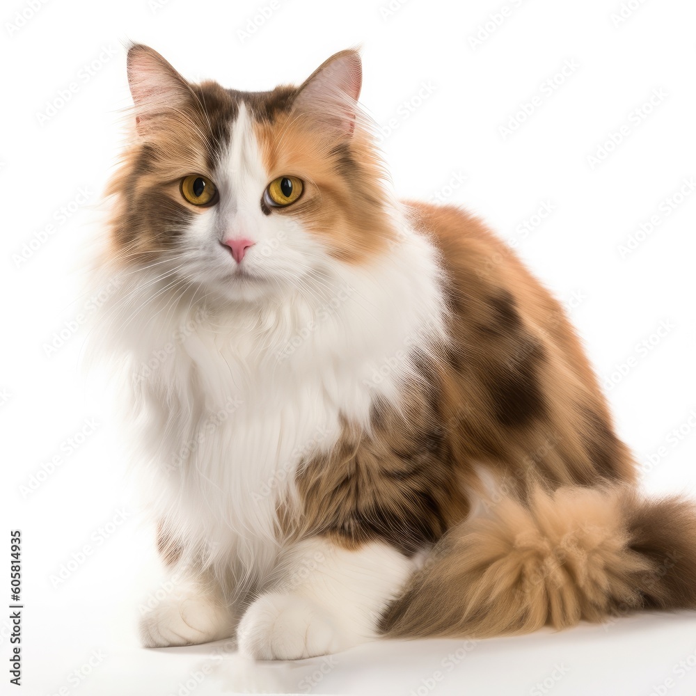 Ragamuffin cat cat isolated on white background. Generative AI