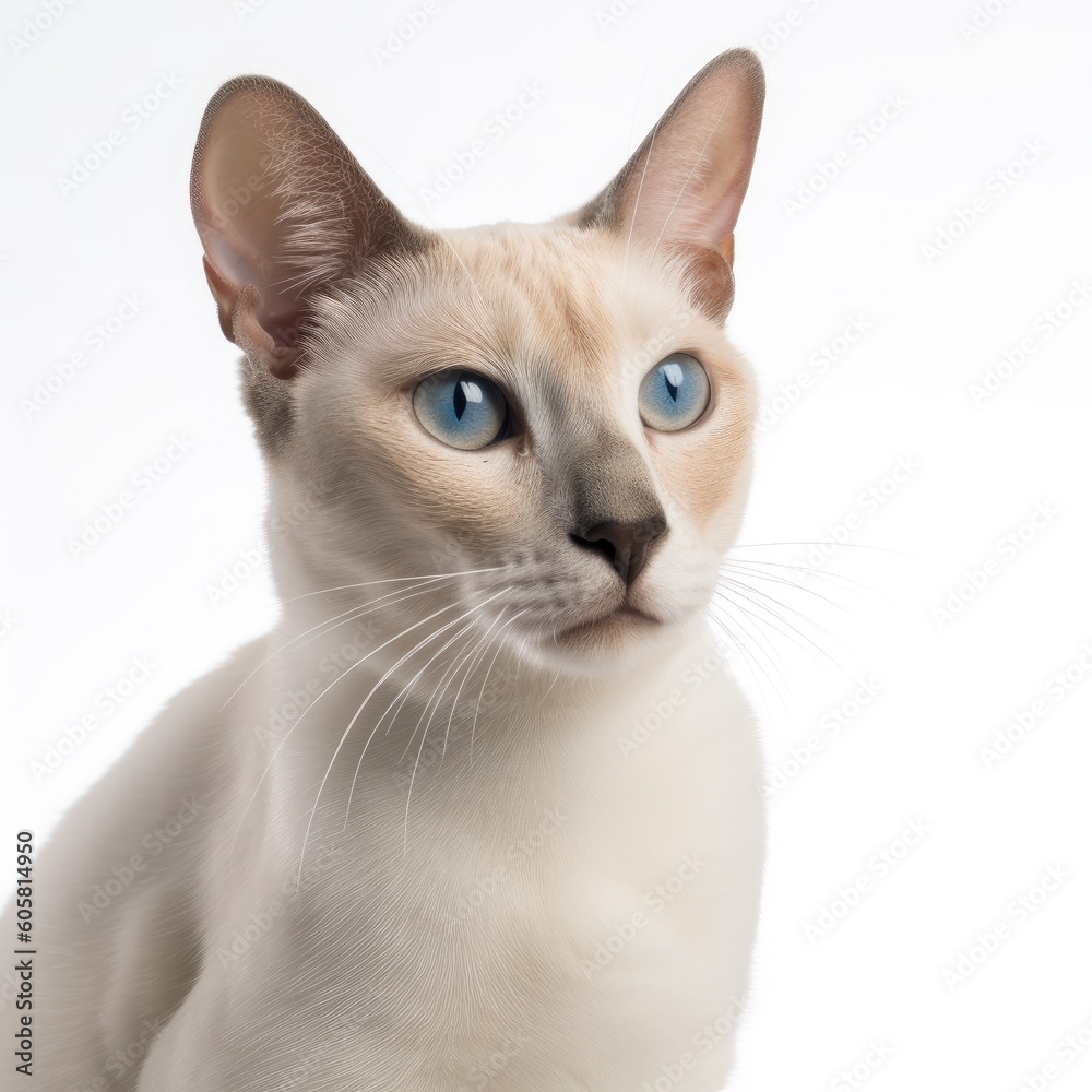 Siamese cat cat isolated on white background. Generative AI
