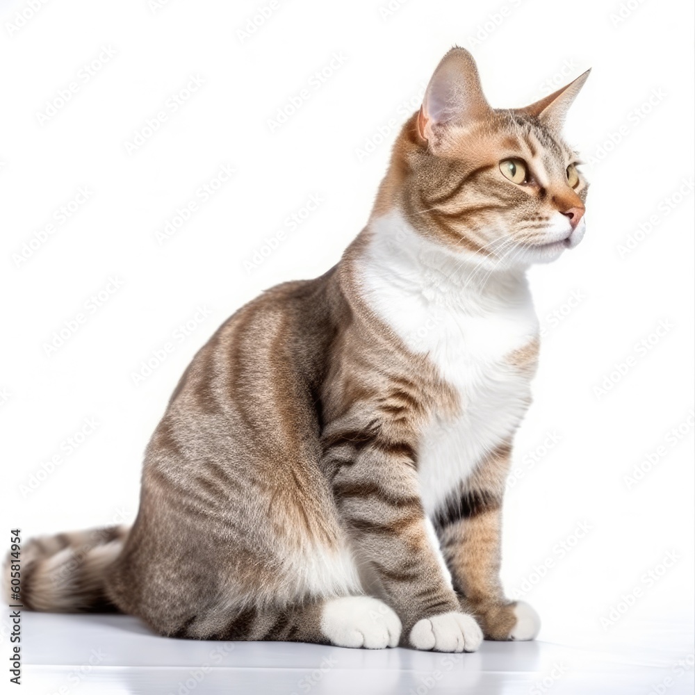 Fototapeta premium Sokoke cat cat isolated on white background. Generative AI