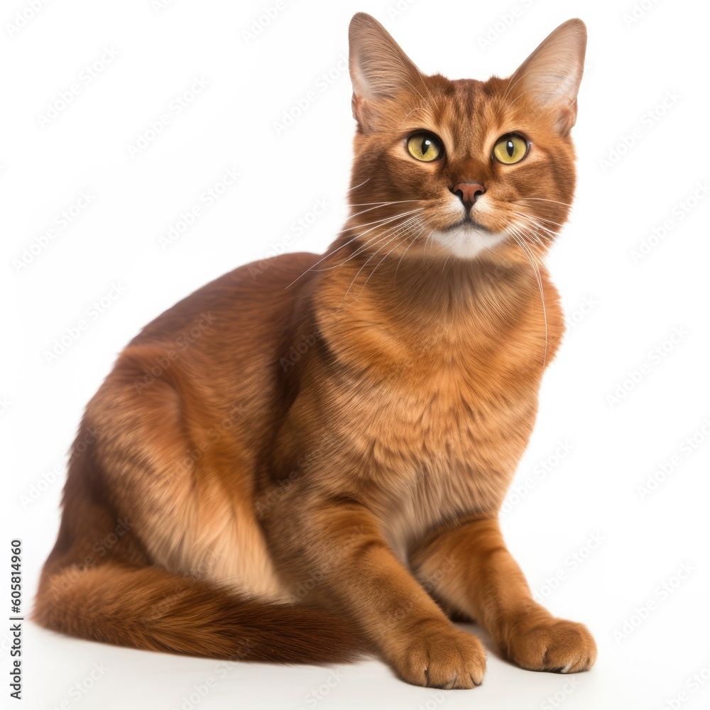Somali cat cat isolated on white background. Generative AI Somali cat cat isolated on white background. Generative AI