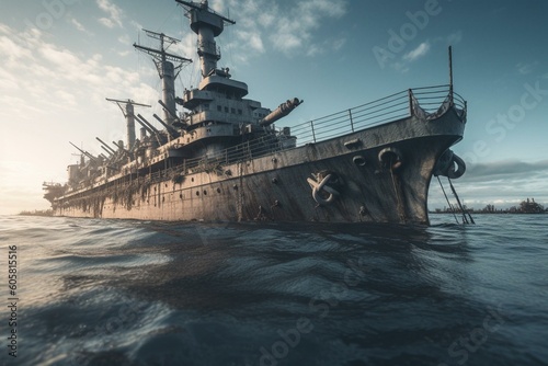 US warship from WWII. Generative AI