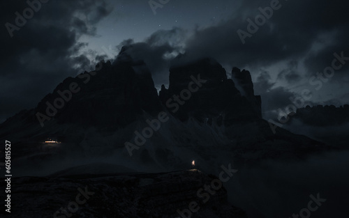 Cloudy Dolomites at Night