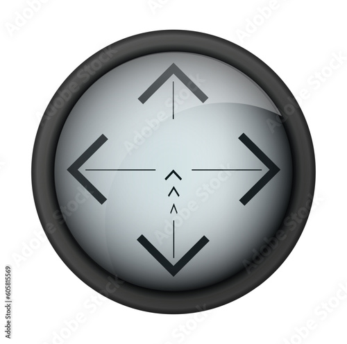 Realistic sniper sight. Sniper scope with measurement marks template. Sniper scope crosshairs view. Realistic vector optical sight.