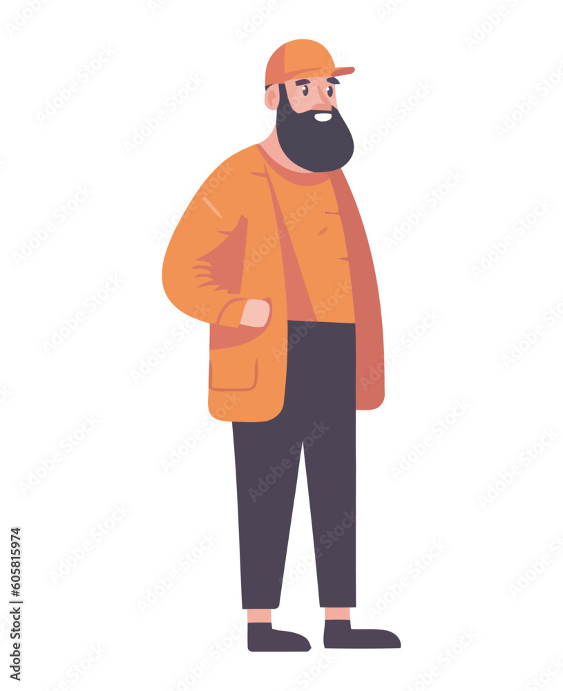 bearded man wearing cap character