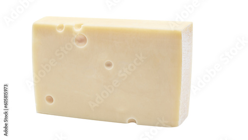 Emmental,Emmentaler or Emmenthal cheese slice isolated on a white background