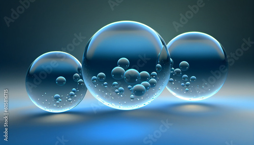 Fluid green Hydrogen water element bubble artificial reflection