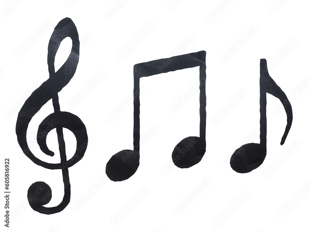 Music notation symbols made with cut paper isolated on transparent background Music notation symbols made with cut paper isolated on transparent background