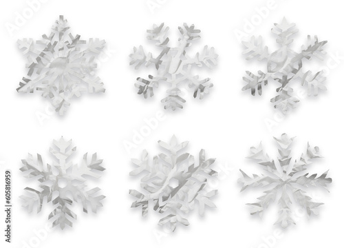 Tablou pe pânză Snowflake paper cut-out shapes isolated on transparent background