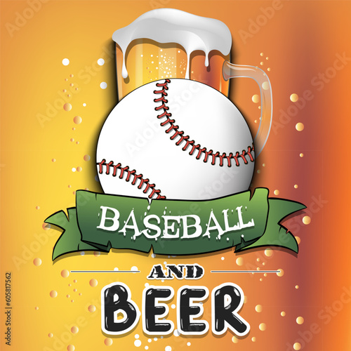 Baseball ball with mug of beer