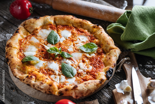 Papier peint Pizza Napoletana, traditional and authentic Italian pizza baked in wood fired oven