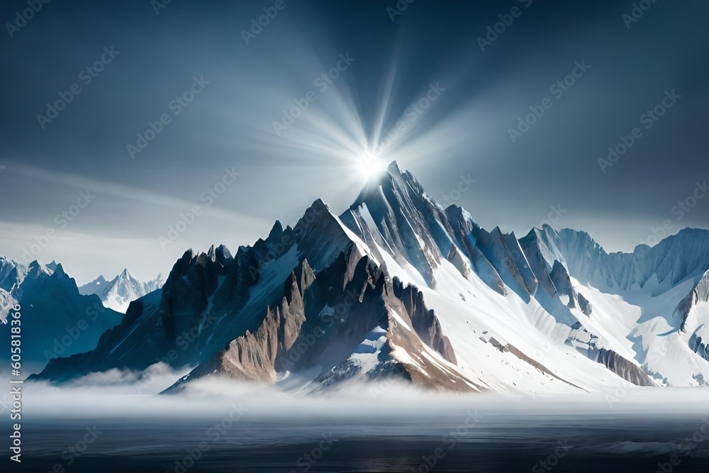 A panoramic view of a mountain range, with layers of peaks disappearing into the distance