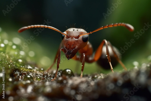 Close up macro photography of an ant. Ai generated © dragomirescu
